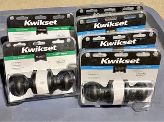 🆕 NEW Kwikset Polo Door Knobs - Matte Black (6 Pack Combo)