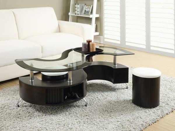 **SALE** Modern Glass Top Coffee Table Set with Two Stools!
