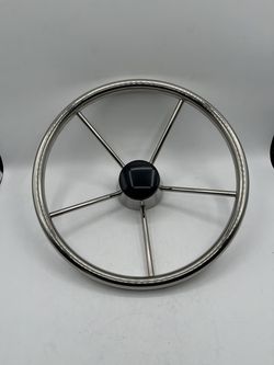 13.5" Boat Steering Wheel, Stainless Steel, 5 Spokes, fits 3/4" Tapered Shafts