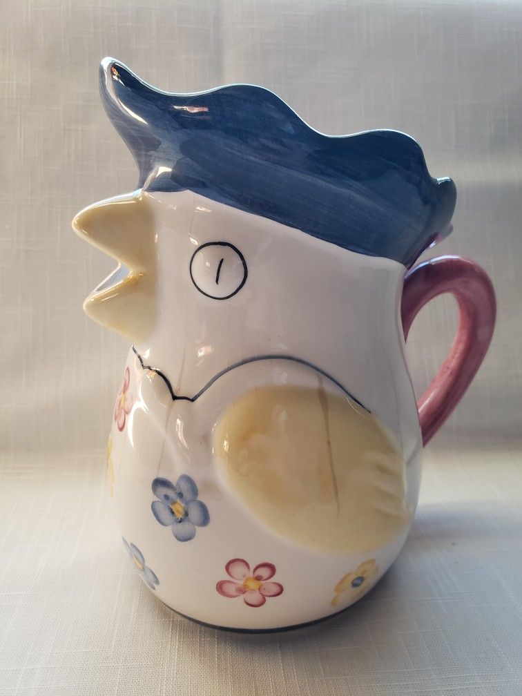 Good Luck Rooster Ceramic Pitcher