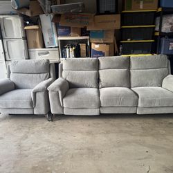 Living Spaces Felix Grey Sofa And Chair