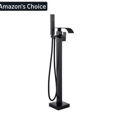 8529: New Senlesen Matte Black Free Standing Tub Faucet Floor Mounted Tub Filler Faucet Brass Bathroom Tub Faucets with Hand Shower