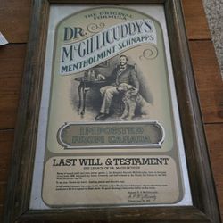 Framed Dr Mcgillicuddy Schnapps Sign