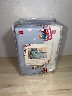 New 4 pcs Queen Flannel Sheet Set Holiday Snowman Print