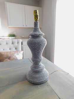 Handmade silver beaded table lamp base working unique home decor