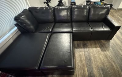 Black leather Sectional