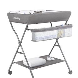 Maydolly Baby Changing Table with Wheels, Portable Adjustable Height Folding Diaper Station...