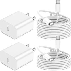 new Charger Block with 10ft&6ft Long Type C to USB C Cable Cord