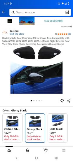 2022-2025 Subaru WRX Glossy Black Mirror Caps