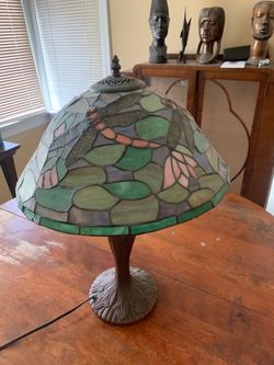 Antique stained glass lamp