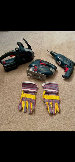 Huge lot of pretend play workbench with accessories and tools