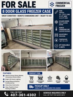 Eight door reach in freezer