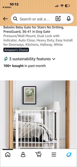Babelio Baby Gate for Stairs, White