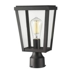 EMLIVIAR Modern Outdoor Post Lamp 1-Light Exterior Post Lighting with Clear Glass (Black - Model: 1803AW2-P)