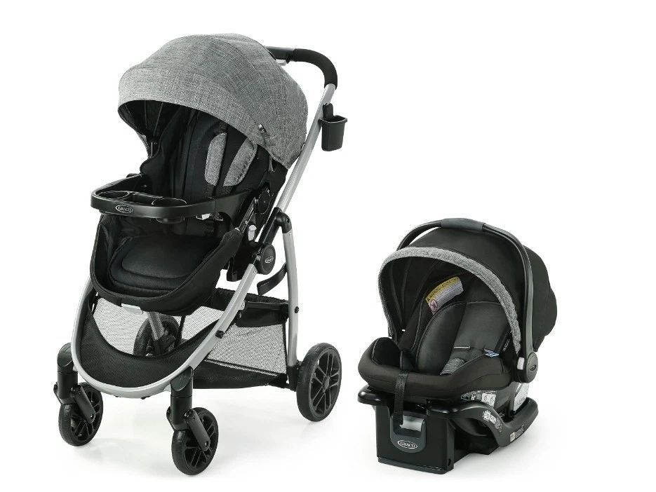 Graco Modes Pramette Travel System | Stroller & Car Seat Combo | 3-in-1 Stroller Modes | Includes Graco SnugRide 35 Infant Car Seat | Ellington