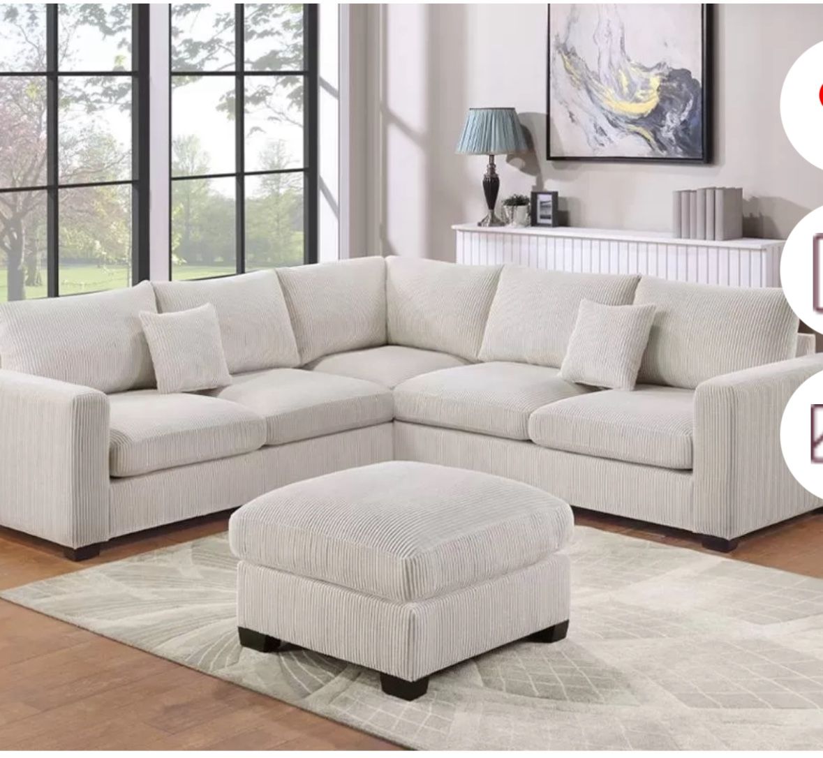 Sectional With Ottoman Set 99”x99”