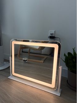 Espejo de tocador iluminado de 22 x 17 pulgadas, espejo de maquillaje LED regulable de 3 colores
