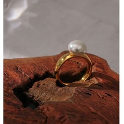 Freshwater Pearl Gold, Waterproof Ring!