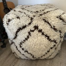 Boho Wool Pouf / Floor Ottoman – Beautiful Textured Design