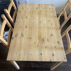 Wood Dinner Table And Four Chairs