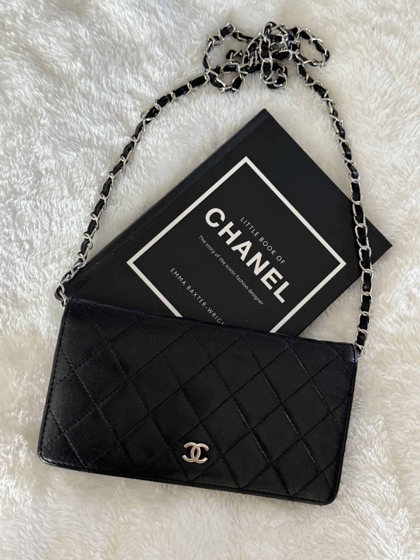Authentic CHANEL Lambskin Matelasse wallet on chain crossbody bag
