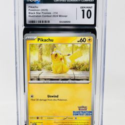 Pikachu Illustration Contest 2024 Winner Black Star Promos GEM MINT 10 - CGC