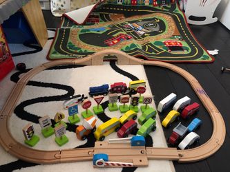 Rug with train set and tracks