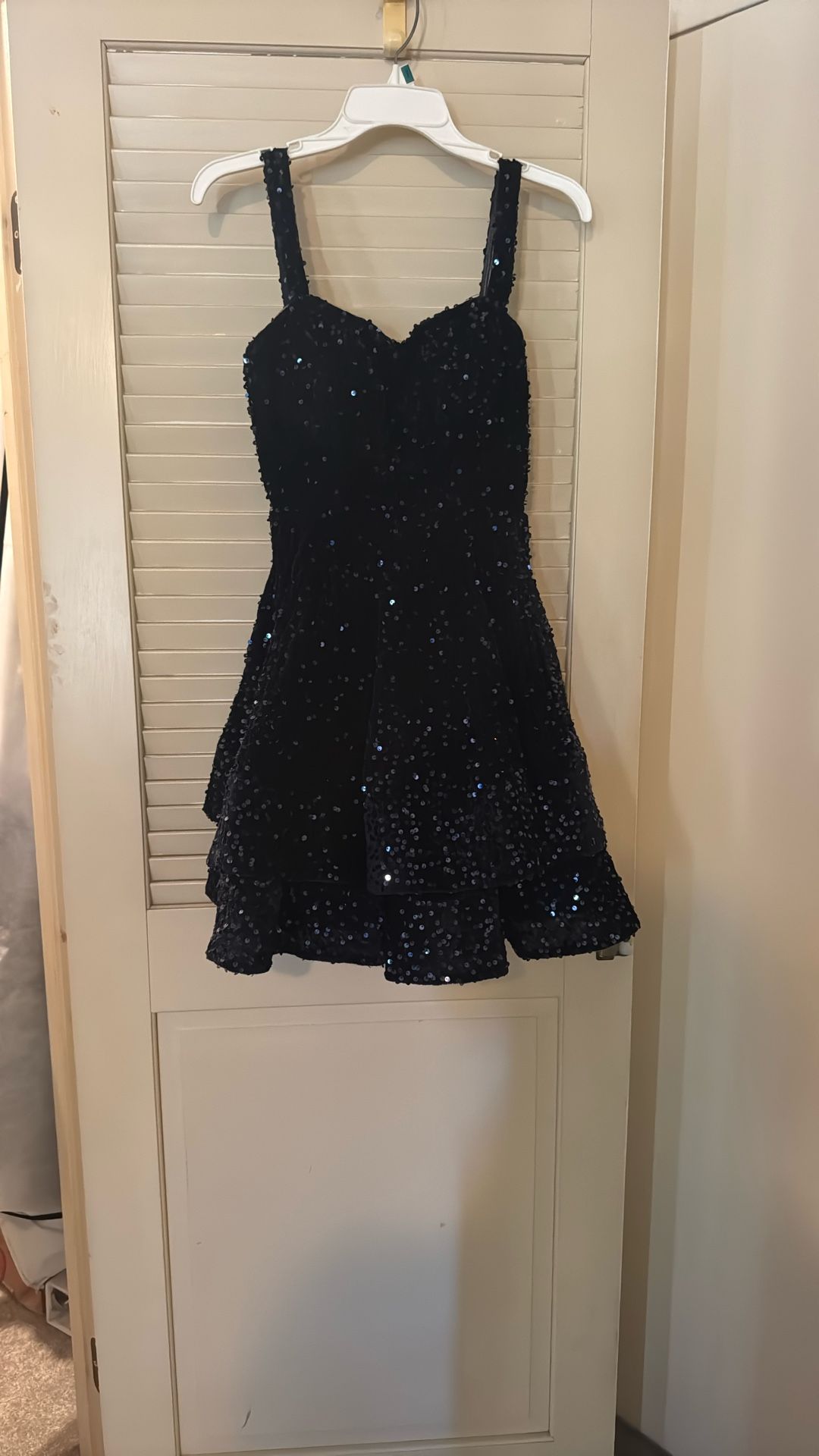 Navy Blue Sparkle Dress with zip & sting tie