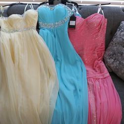 PROM PROM PROM!!! Formal dress, prom dresses, bridesmaid dresses wedding dresses, Canary yellow, blue, blush, 3 dresses Brand new