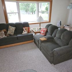 Green Couch With Bed Section