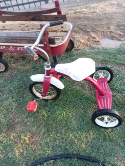 Vintage kids  bike and wagon