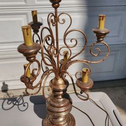 Wood And Metal Table Lamp 32 Inches Tall