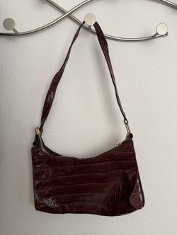 Brown Faux-Crocodile Shoulder Bag