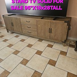 NEW STAND FOR TV SOLID REAL WOOD WITH DRAWER AND SIDE DOORS STRONG 94x18x28 tall FURNITURE SUPER CLEAN,CAN CARRY 100" INCHES TV AND UP FOR ANY QUESTIO
