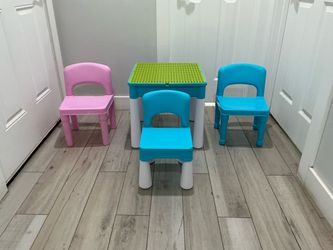 Toddlers table with 3 chairs  plastic material