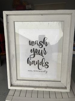 Wash Your Hands White Wall  Frame/ Decor