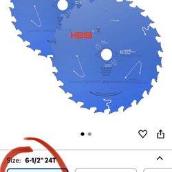 2 blades in 1 Pack 6-1/2 Inch Circular Saw Blade for Wood Cutting, 24T Carbide Tipped