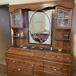 Dresser with a Hutch and mirror and 2 Night stands