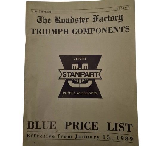 The Roadster Factory Triumph Blue Price list 1989 Genuine Standpart Accessories