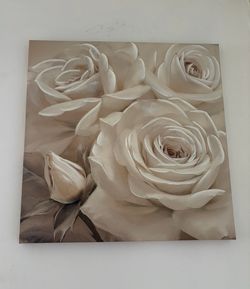 White Roses Canvas Wall Art Painting