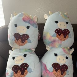 Squishmallows Official 16 inch Caedia the Blue Spotted Cow Holding Ice Cream - Child's Ultra Soft Stuffed Plush Toy