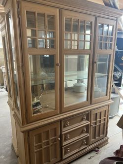 Very Heavy Solid Oak China Cabinet