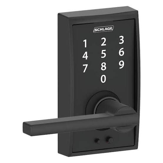 Century Matte Black Touch Keyless Touchscreen Door Lock with Latitude Handle