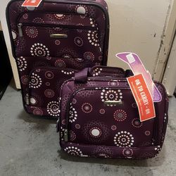 Rockland Purple Carry -on Luggage Set New