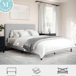 Martha Stewart Britta Platform Bed with Headboard /Queen, Gray
