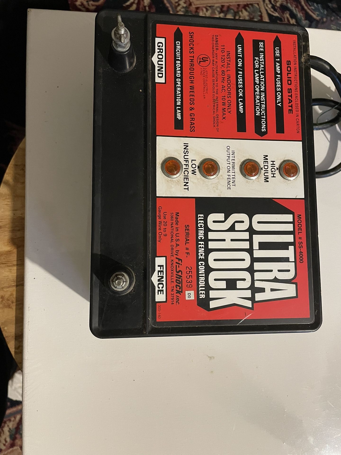 Fi-Shock Model SS-4000 Electric Fence Energizer Ultra Shock