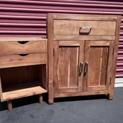 BRAND NEW Solid Wood Mid-Century Modern Furniture  Cabinet & Nightstand  