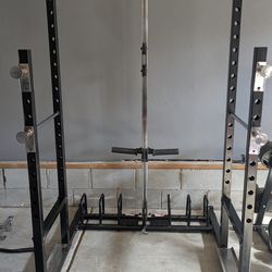 Marcy strength training home gym cage with pulley system and bench
