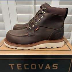 NEW Tecovas LH Waterproof Moc Composite Toe Cowhide Work Boots (Men's Size 9.5) $150 