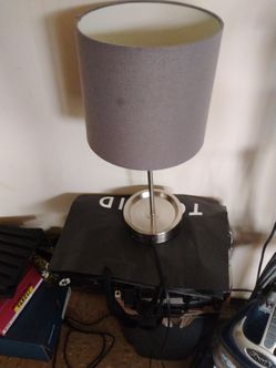 Chrome table lamp gray fabric shade pickup only cash